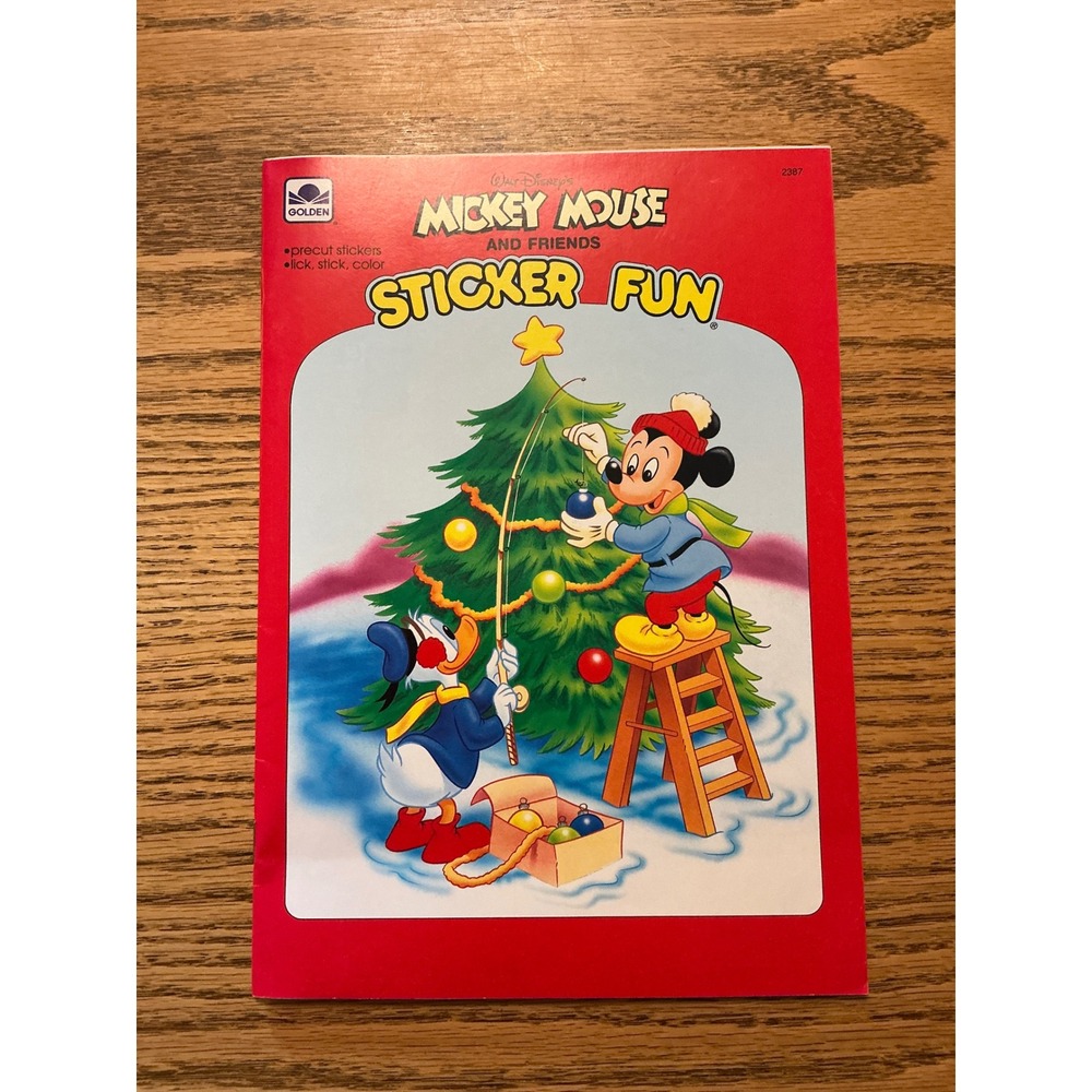 Vintage 1992 Disney Mickey Mouse Christmas Sticker Fun Activity Book Golden 2387
